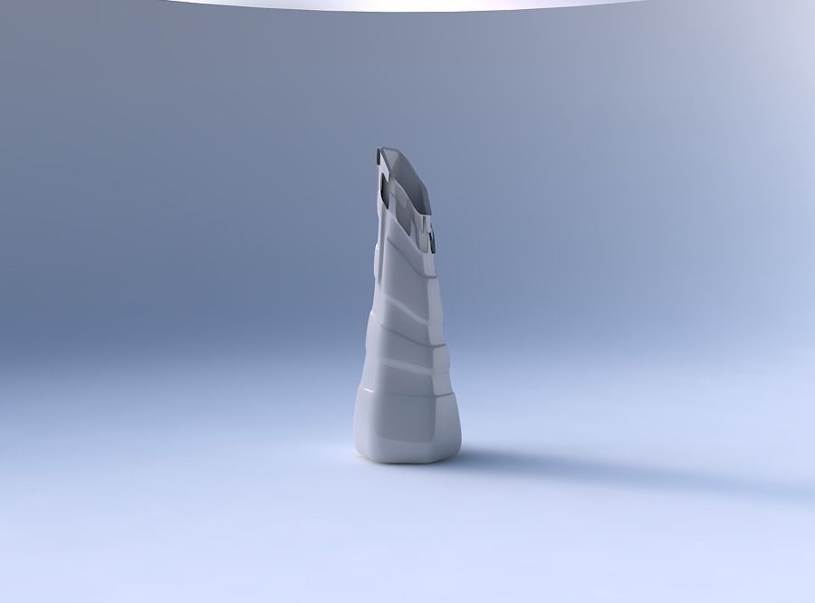 Vase top bent hexagon with smooth ribbons 3D print model_4