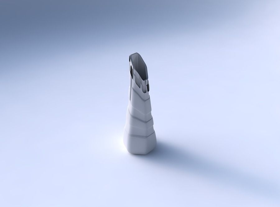 Vase top bent hexagon with smooth ribbons 3D print model_3