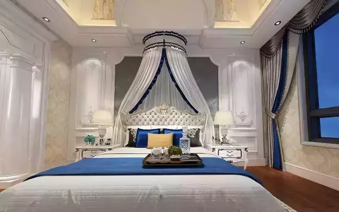Modern European bedroom Vray 3Dmax modelN18 3D model