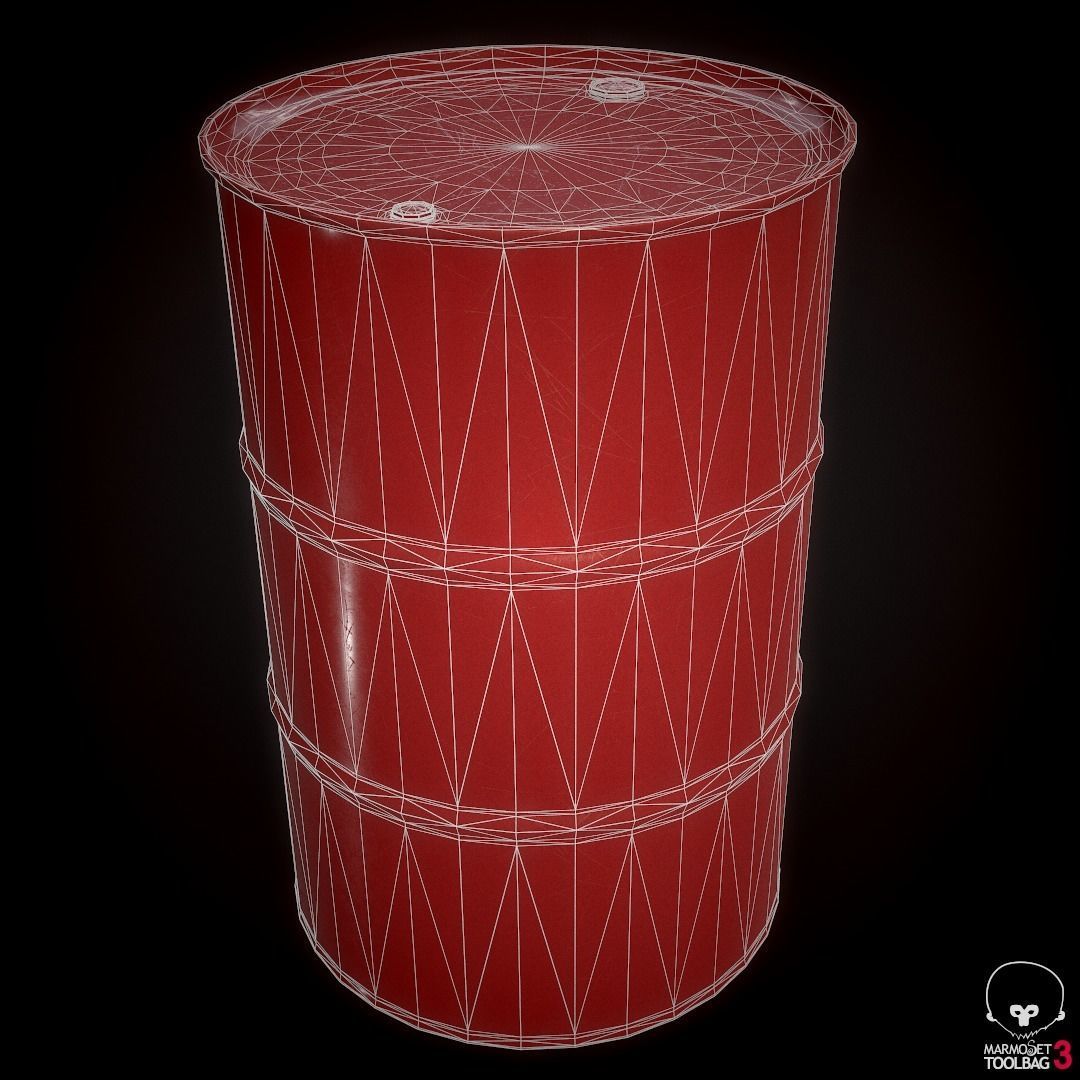 Oil Drums Low-poly 3D model_8