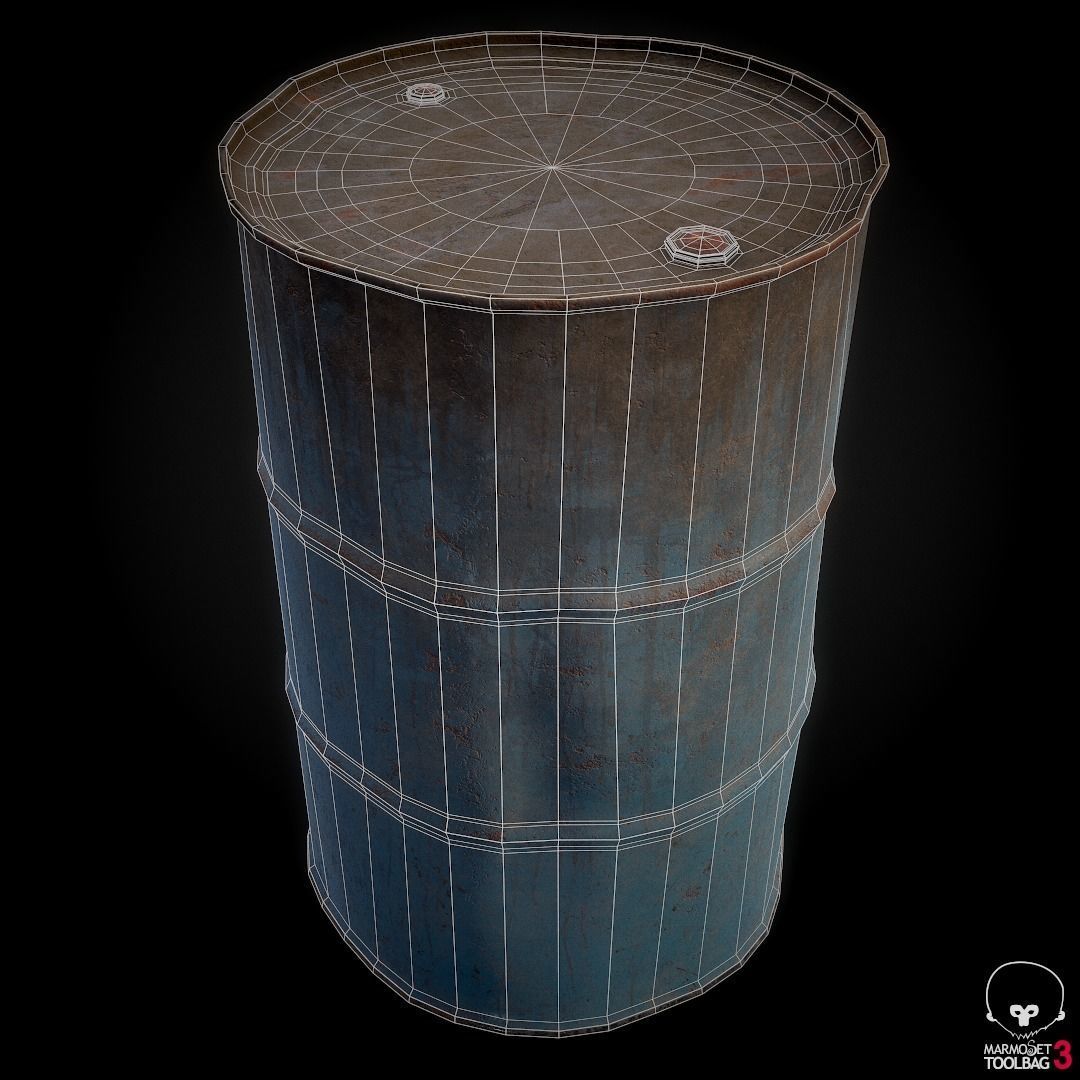 Oil Drums Low-poly 3D model_6