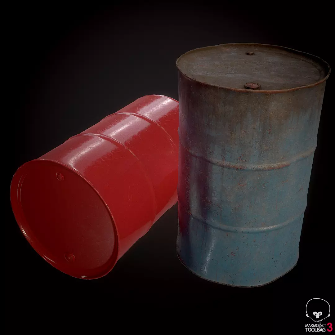 Oil Drums Low-poly 3D model_0