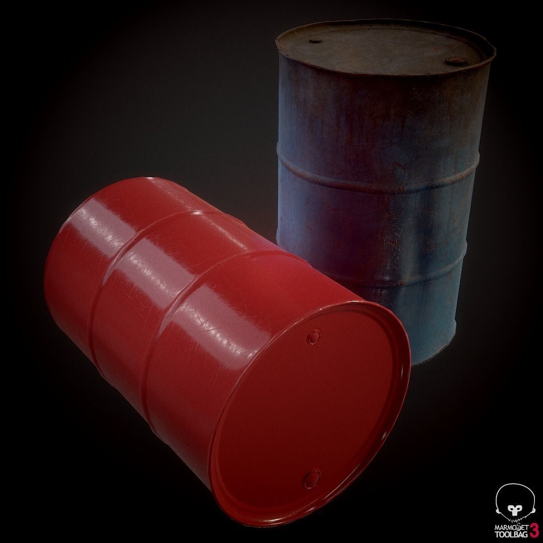 Oil Drums Low-poly 3D model_2