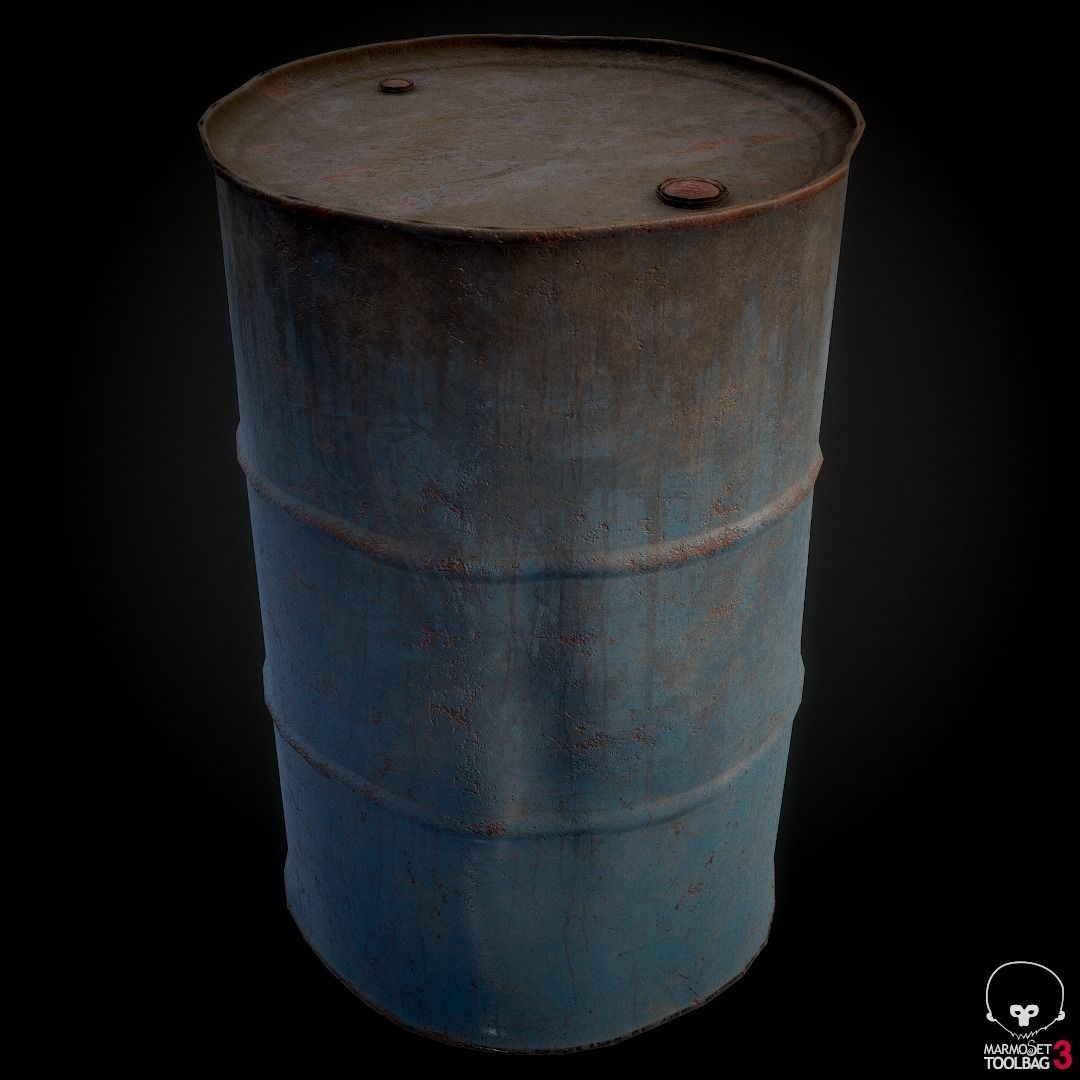 Oil Drums Low-poly 3D model_3