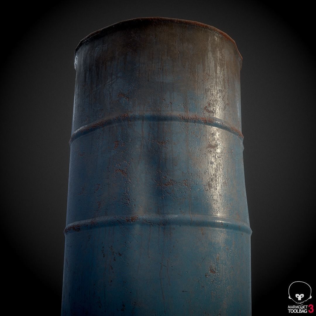 Oil Drums Low-poly 3D model_4