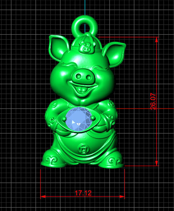 Pig pendant  3D model_3