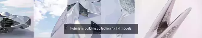 Futuristic building collection 4x