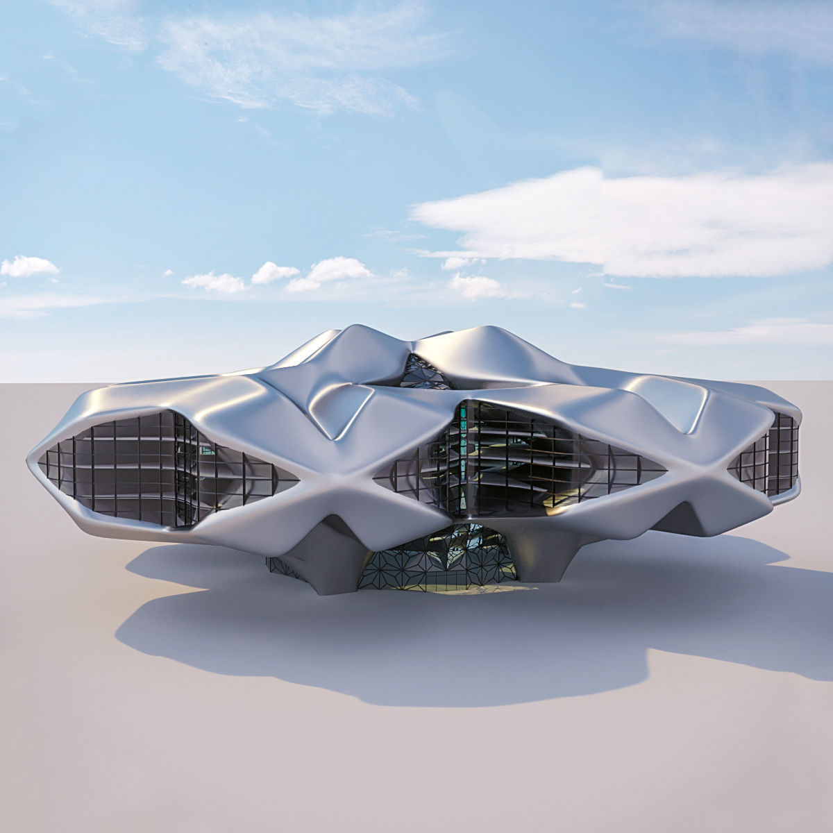 Futuristic building collection 4x _8