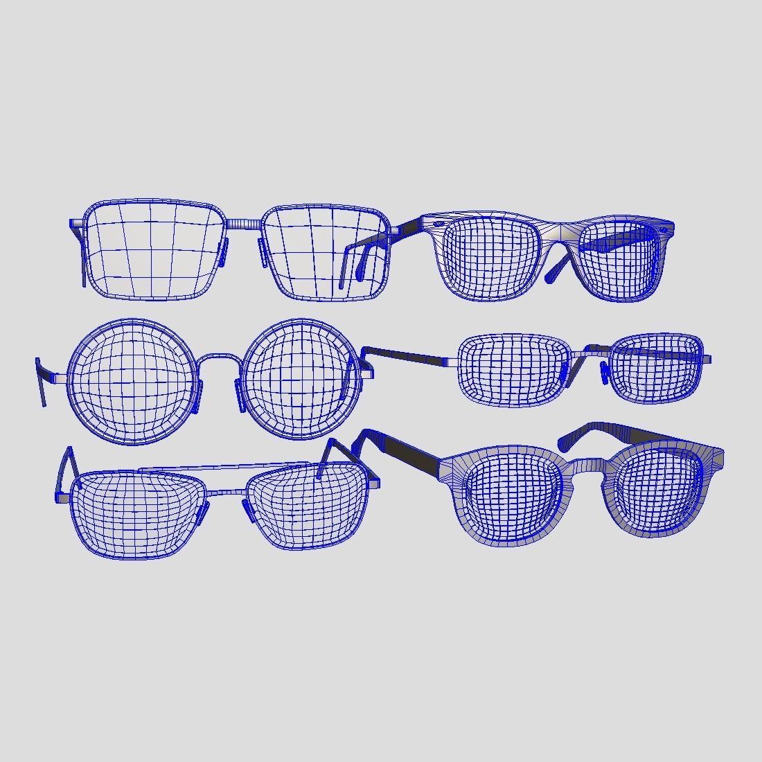 Glasses Pack Low-poly 3D model_1