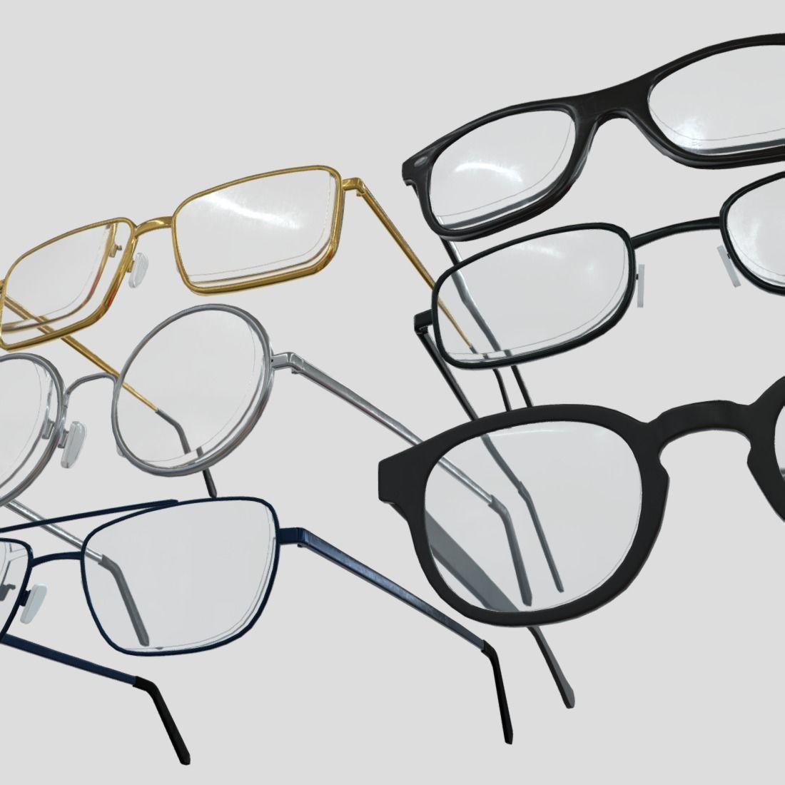 Glasses Pack Low-poly 3D model_12
