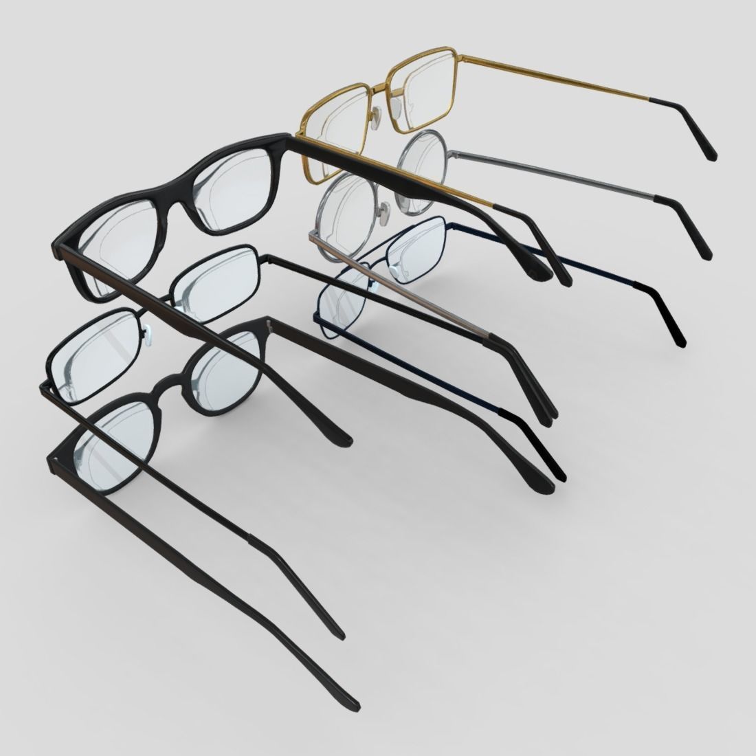 Glasses Pack Low-poly 3D model_6