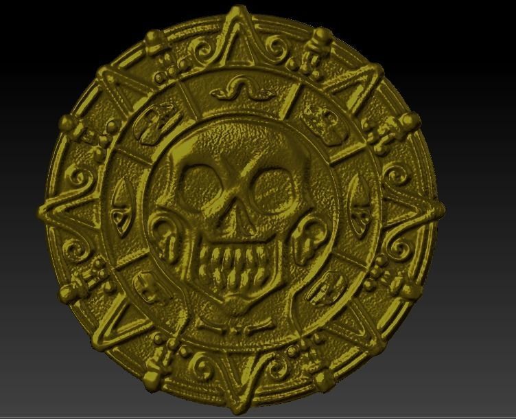 Printable Pirates of the Caribbean Coin medallion Necklace 3D print model_8