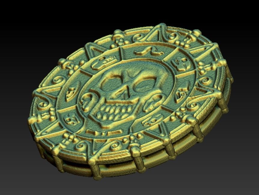 Printable Pirates of the Caribbean Coin medallion Necklace 3D print model_11