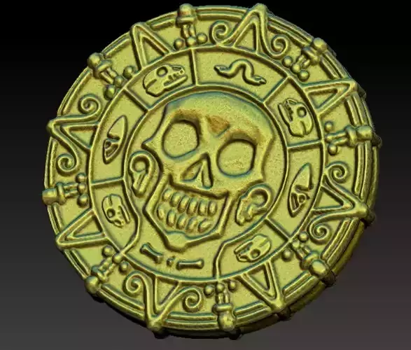 Printable Pirates of the Caribbean Coin medallion Necklace 3D print model