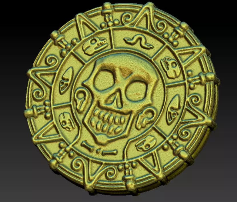 Printable Pirates of the Caribbean Coin medallion Necklace 3D print model_0