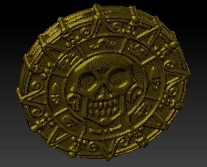 Printable Pirates of the Caribbean Coin medallion Necklace 3D print model_7