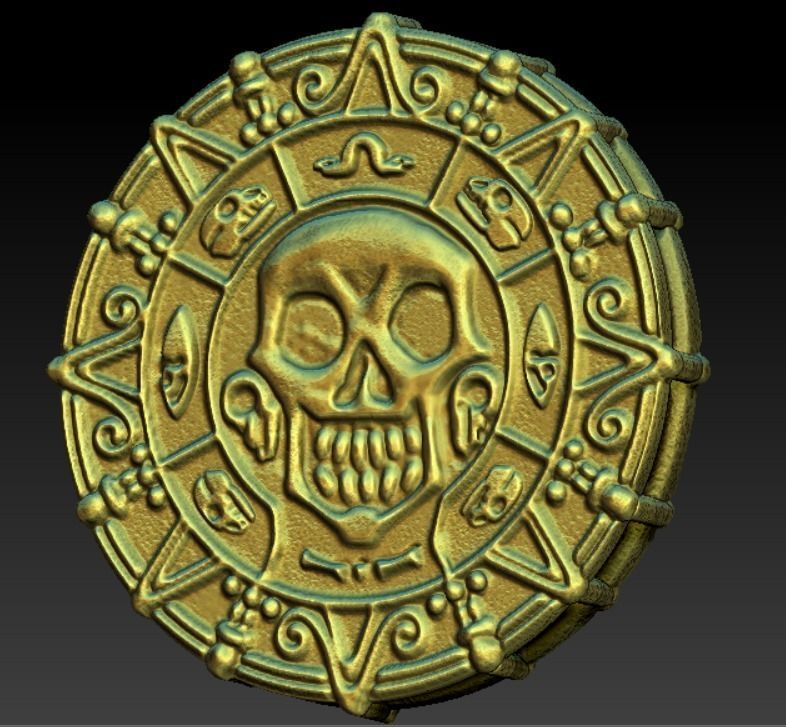 Printable Pirates of the Caribbean Coin medallion Necklace 3D print model_9