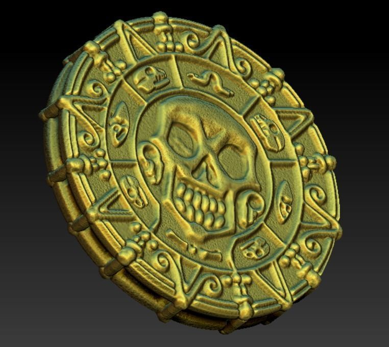 Printable Pirates of the Caribbean Coin medallion Necklace 3D print model_15