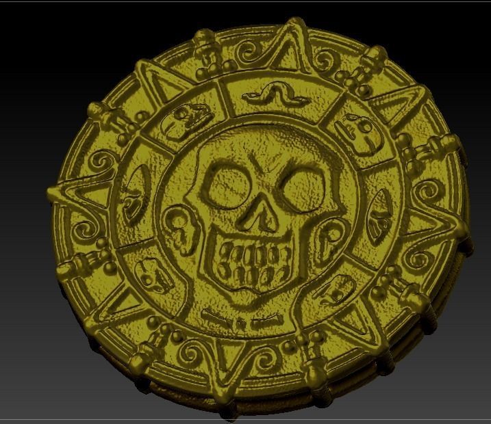 Printable Pirates of the Caribbean Coin medallion Necklace 3D print model_5
