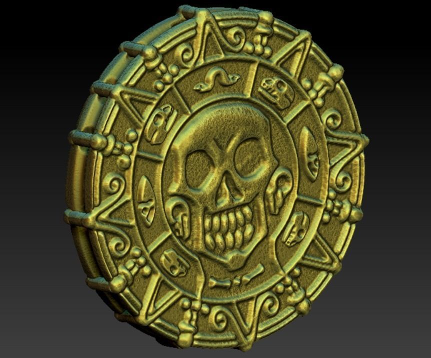 Printable Pirates of the Caribbean Coin medallion Necklace 3D print model_3