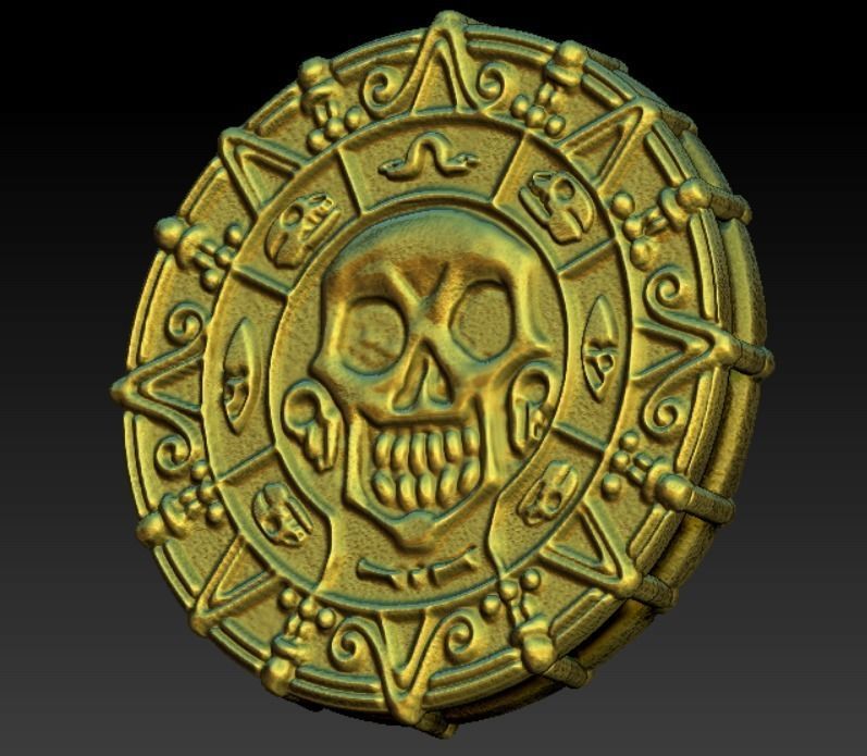 Printable Pirates of the Caribbean Coin medallion Necklace 3D print model_14