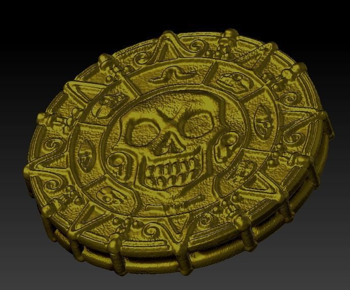 Printable Pirates of the Caribbean Coin medallion Necklace 3D print model_1
