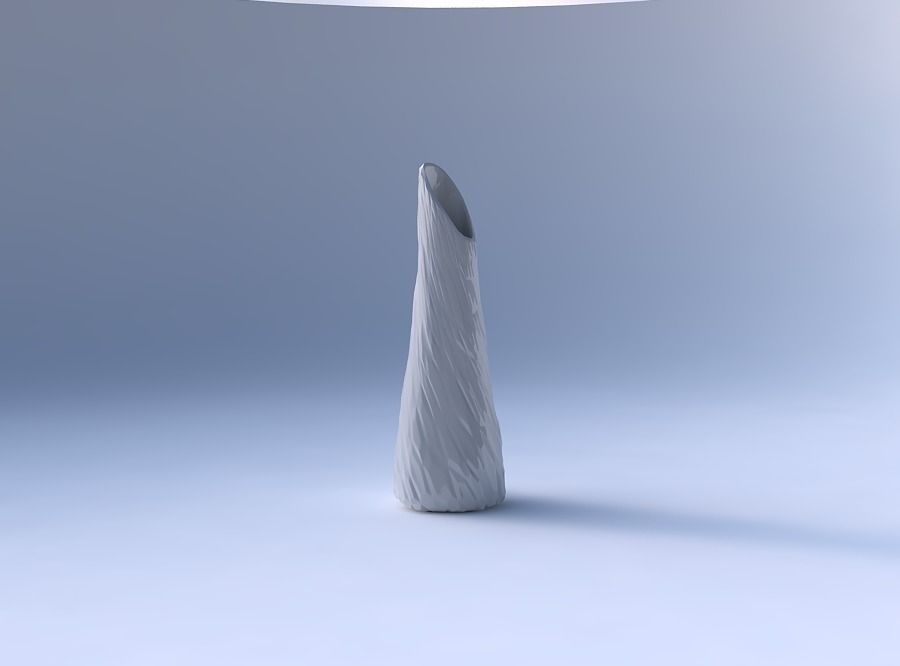 Vase top bent hexagon with twisted rocky bulges 3D print model_4