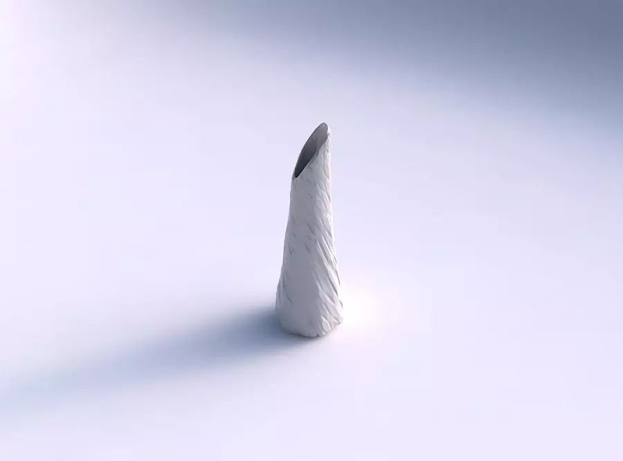 Vase top bent hexagon with twisted rocky 3D print model