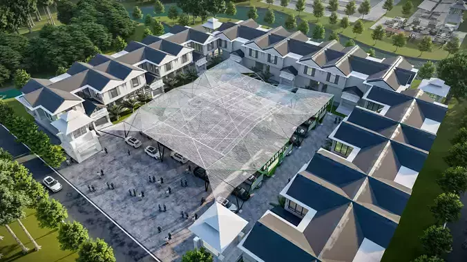 Master plan of housing apartments 3d model