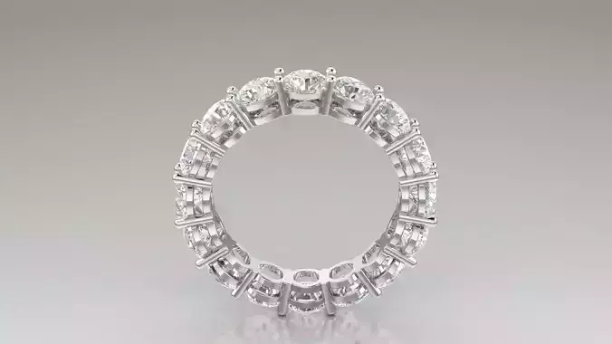Ring 3D print model oval diamond eternity