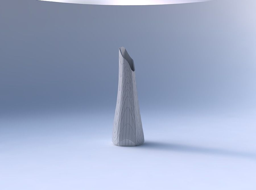 Vase top bent hexagon with wavy grid plates 3D print model_4