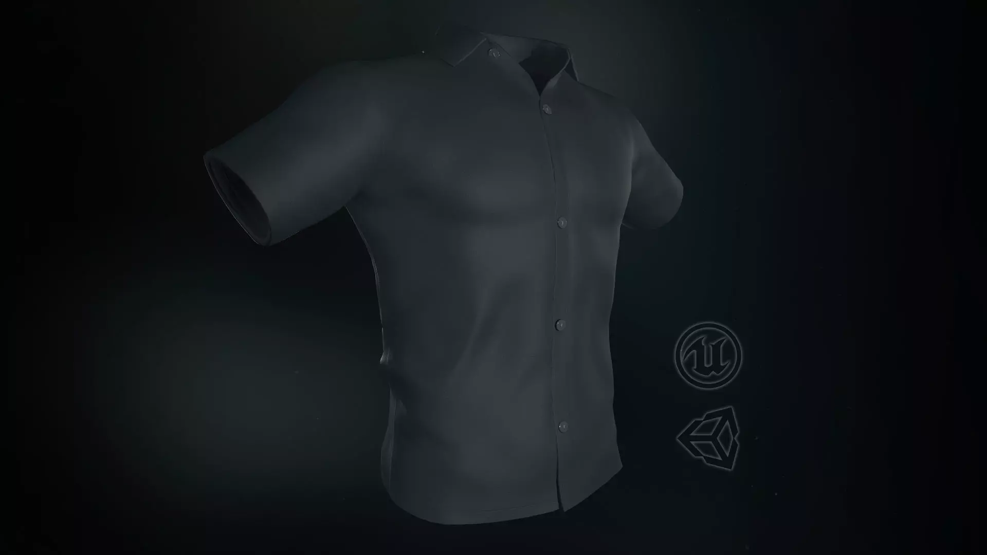 Black Summer Shirt Low-poly 3D model