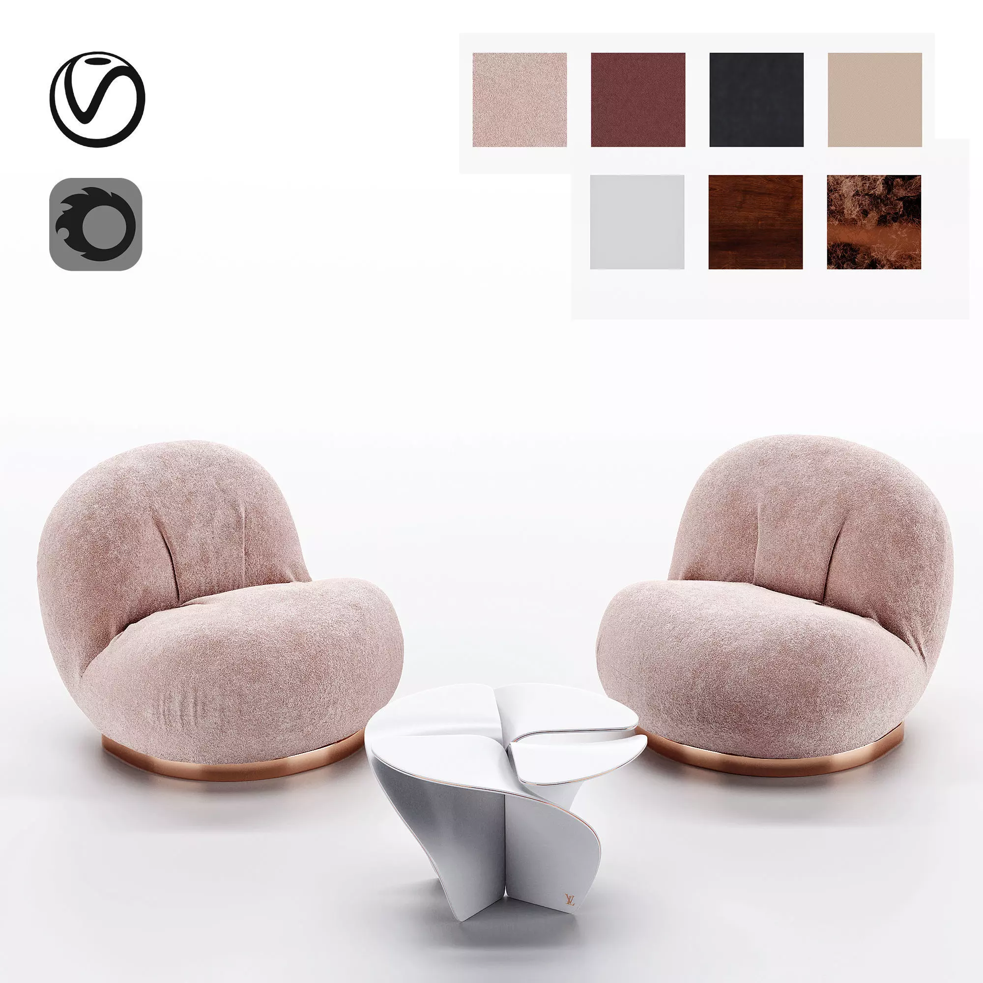 Gubi Pacha Lounge Chair 3D model_0