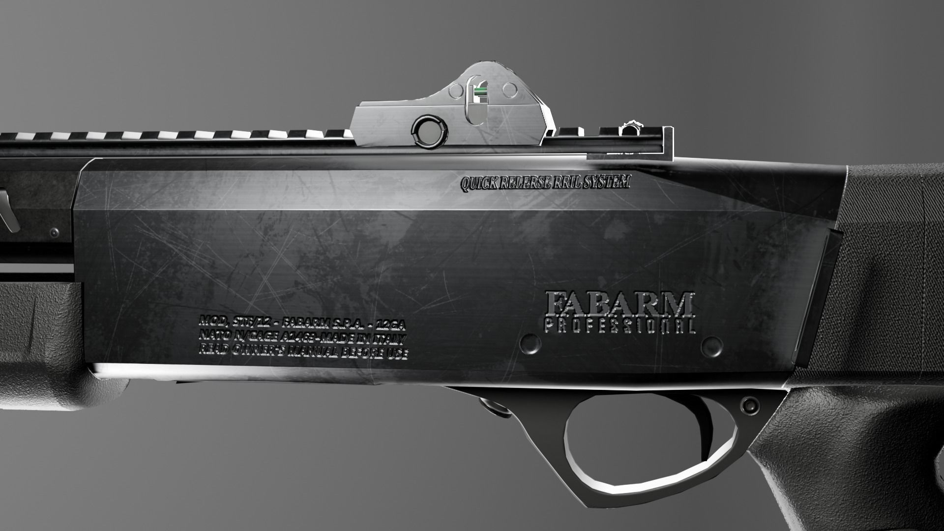 Shotgun Fabarm stf12 Low-poly 3D model_8