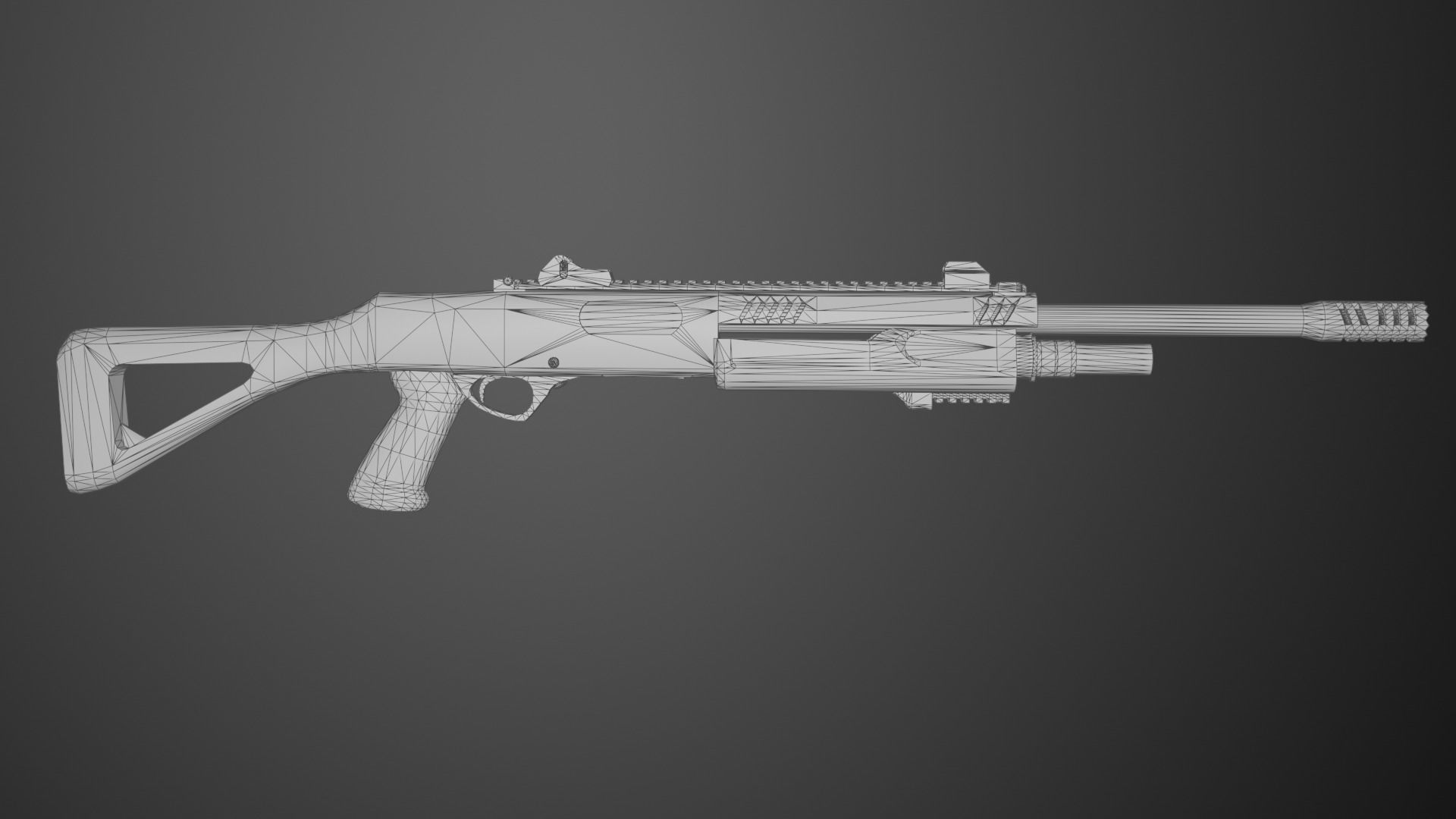 Shotgun Fabarm stf12 Low-poly 3D model_22
