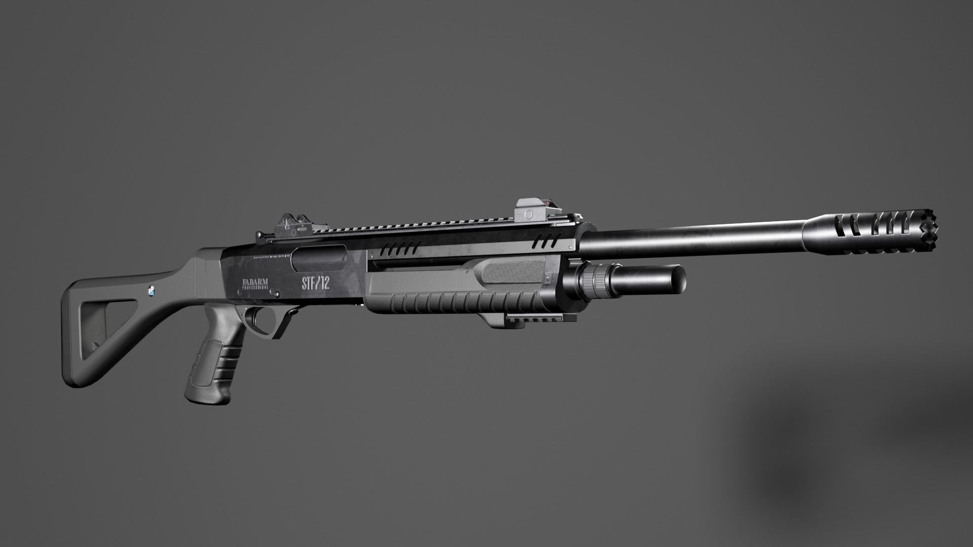 Shotgun Fabarm stf12 Low-poly 3D model_13