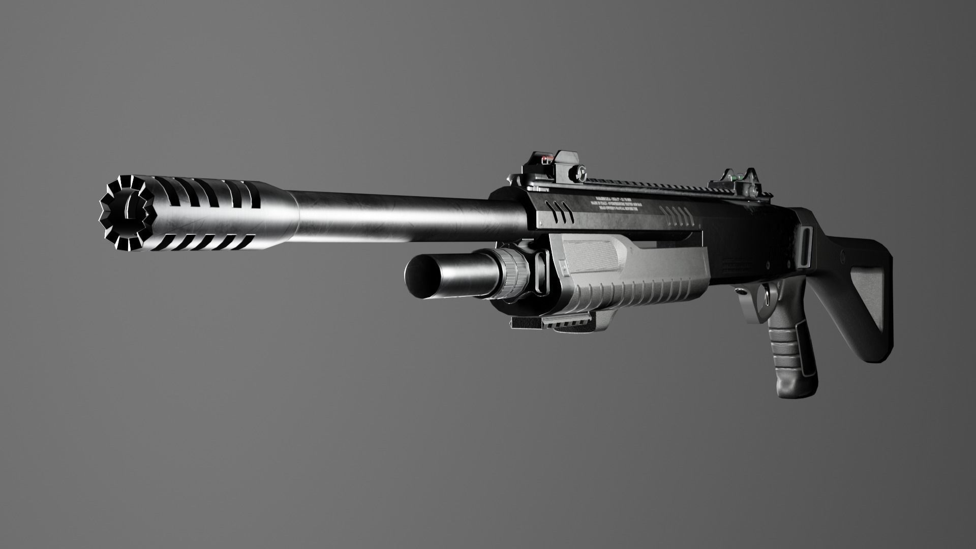 Shotgun Fabarm stf12 Low-poly 3D model_11