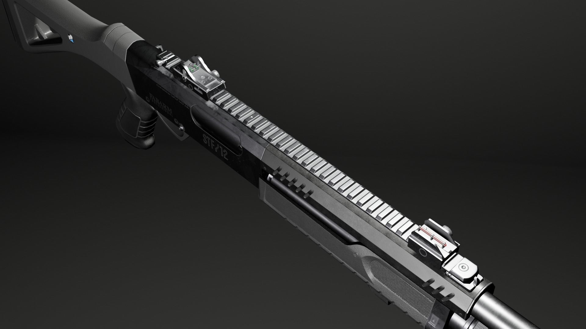 Shotgun Fabarm stf12 Low-poly 3D model_10