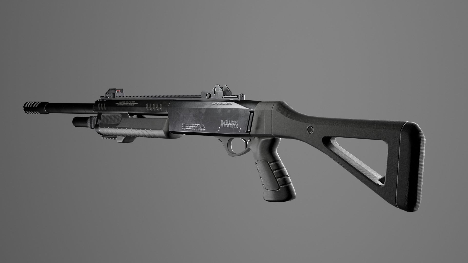Shotgun Fabarm stf12 Low-poly 3D model_9