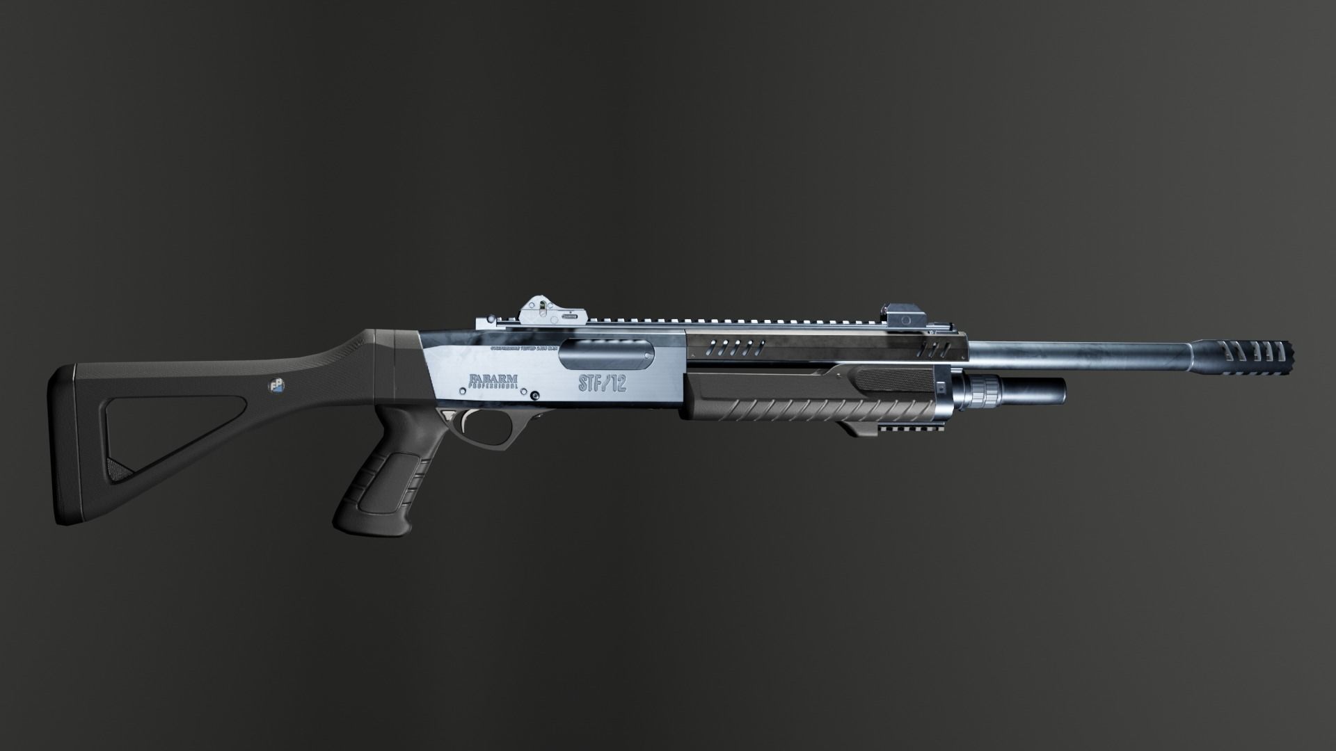 Shotgun Fabarm stf12 Low-poly 3D model_2