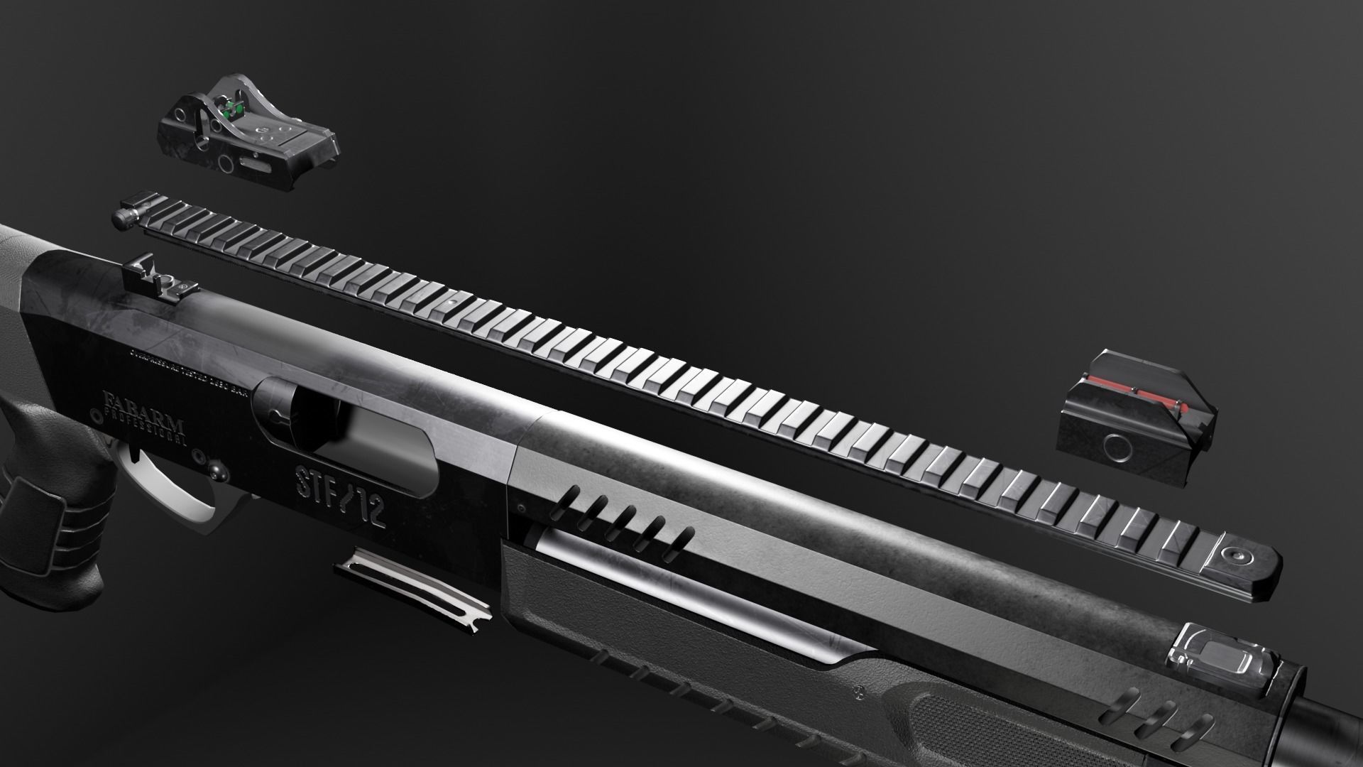 Shotgun Fabarm stf12 Low-poly 3D model_18