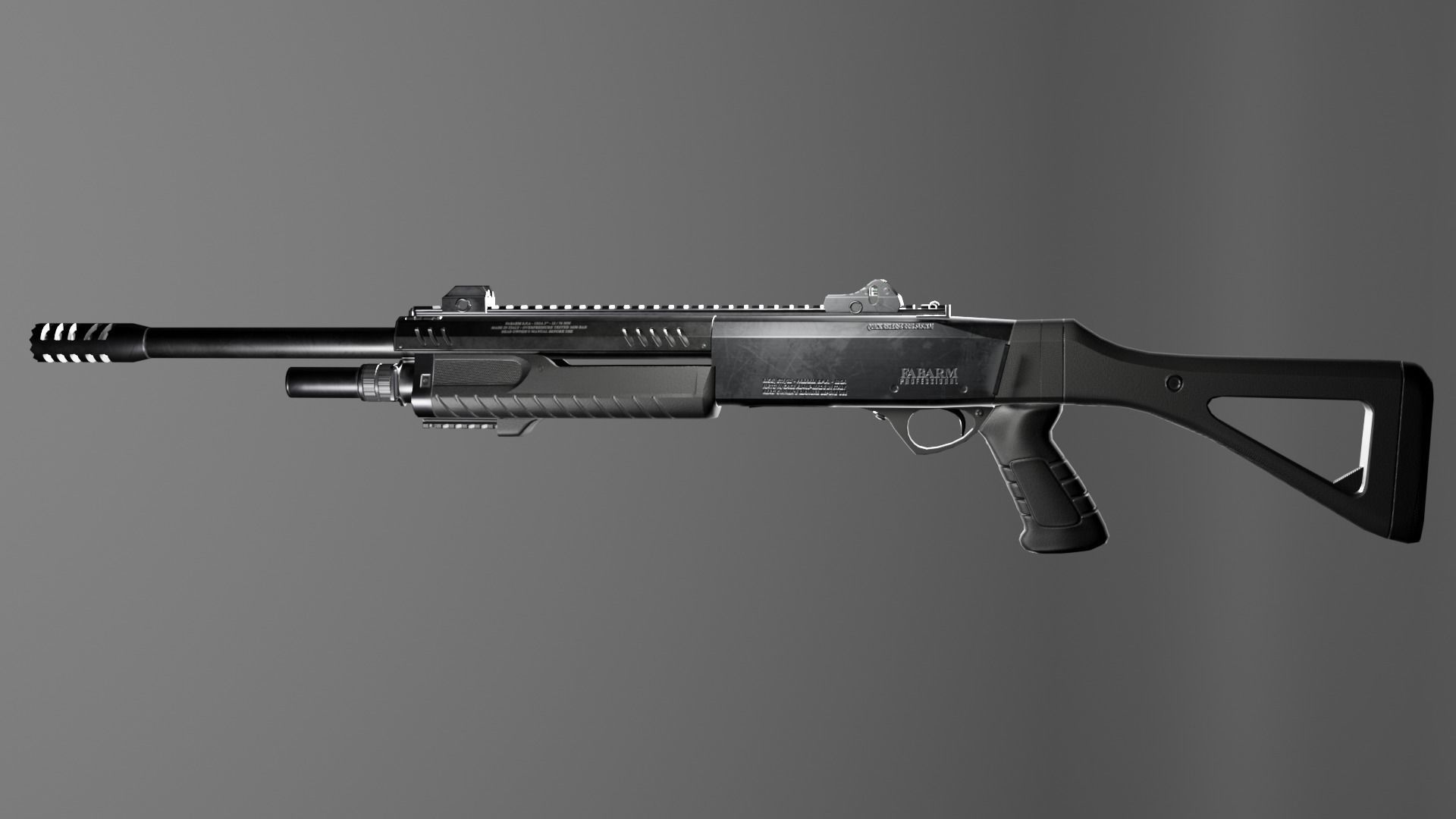 Shotgun Fabarm stf12 Low-poly 3D model_4