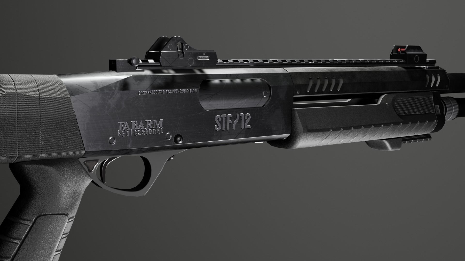 Shotgun Fabarm stf12 Low-poly 3D model_6