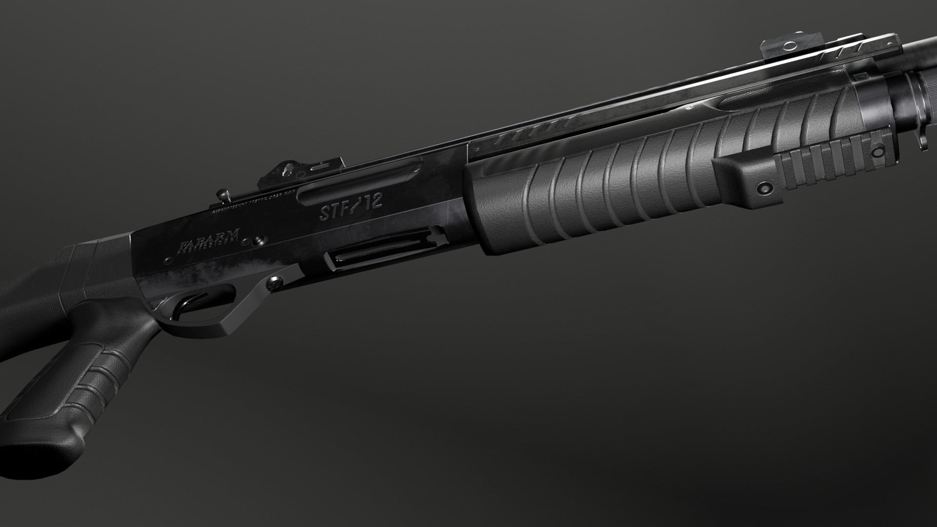 Shotgun Fabarm stf12 Low-poly 3D model_5