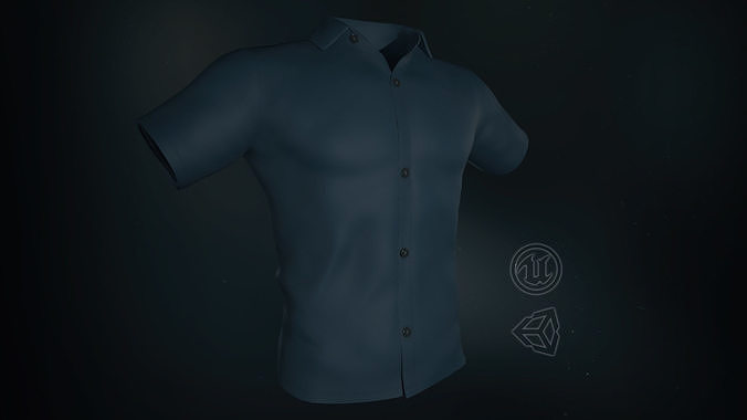 Blue Summer Shirt Low-poly 3D model