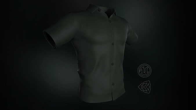 Dark Green Summer Shirt Low-poly 3D model