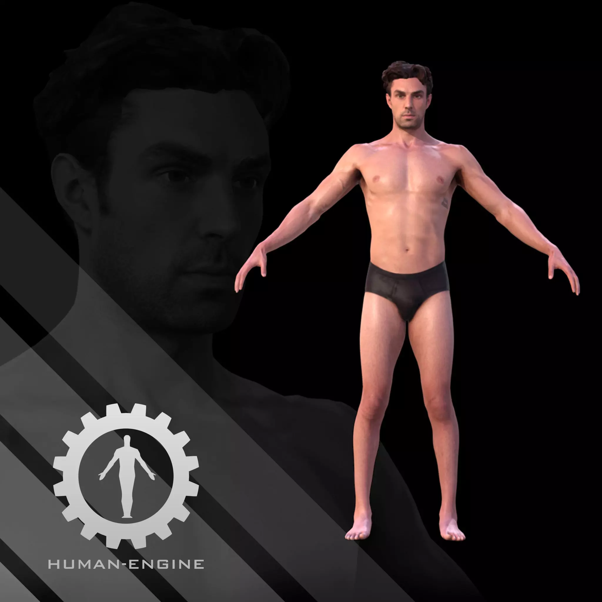 Male Scan - Dan Low Poly A-pose Low-poly 3D model_0