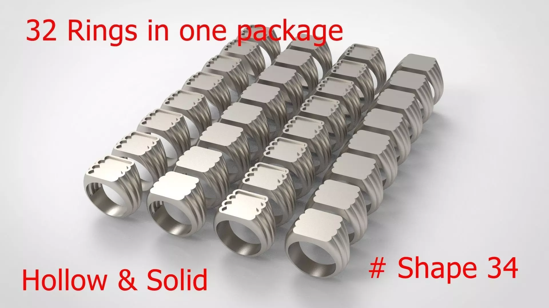 Signet Men Ring Pack No 34 3D print model