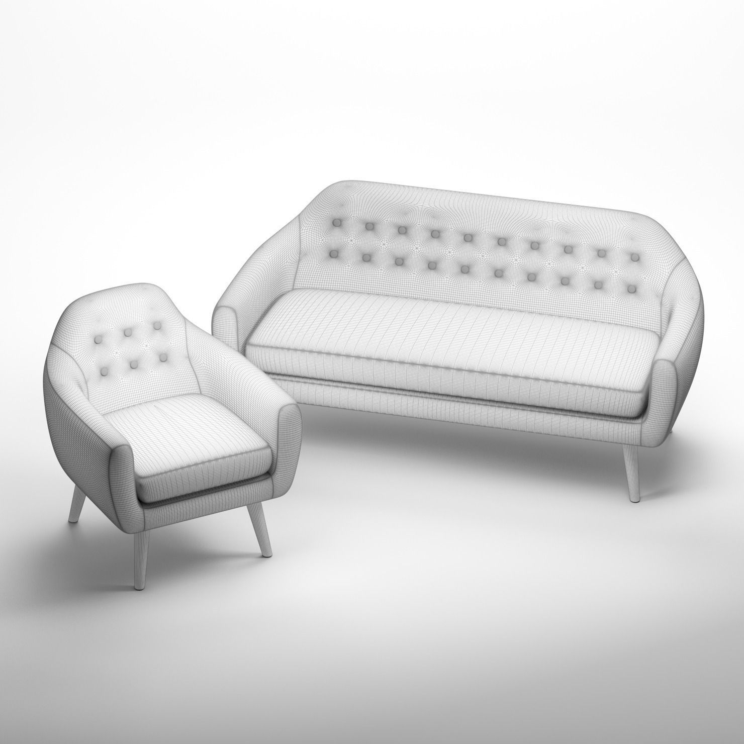 Sofa and Armchair Ritchie Set 3D model_1