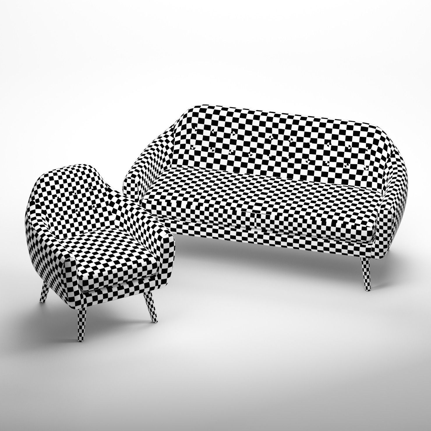 Sofa and Armchair Ritchie Set 3D model_2